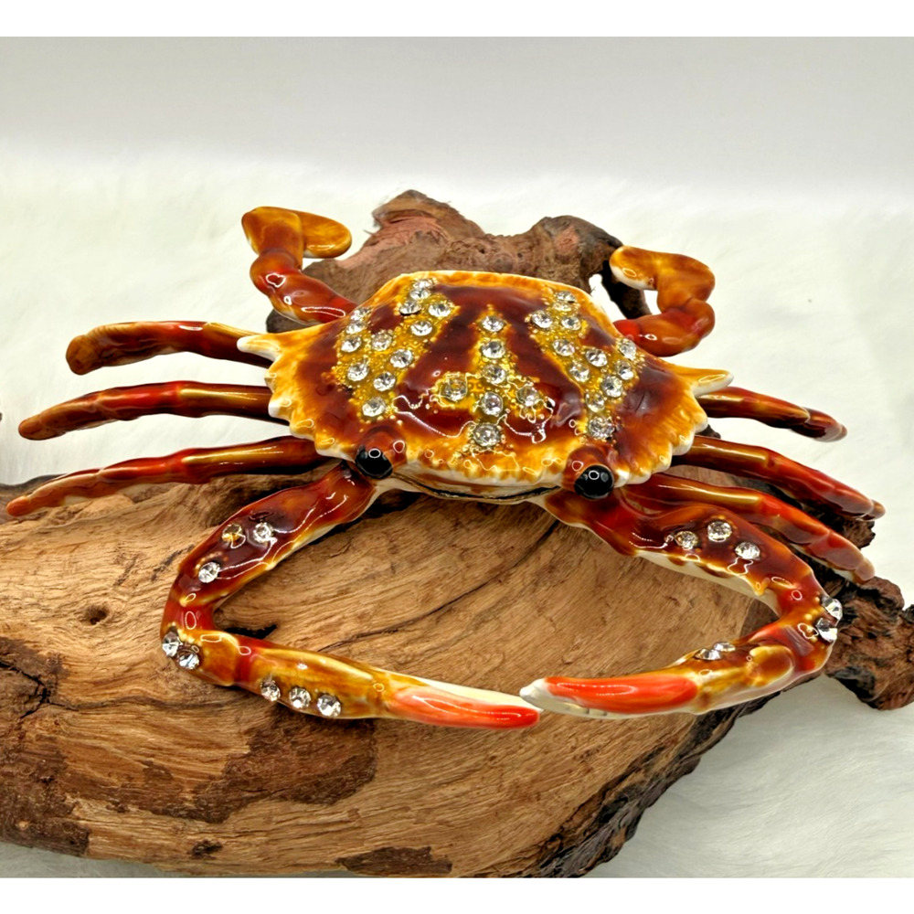Ciel Collectables Jeweled Crab Gold Plated Trinket Box